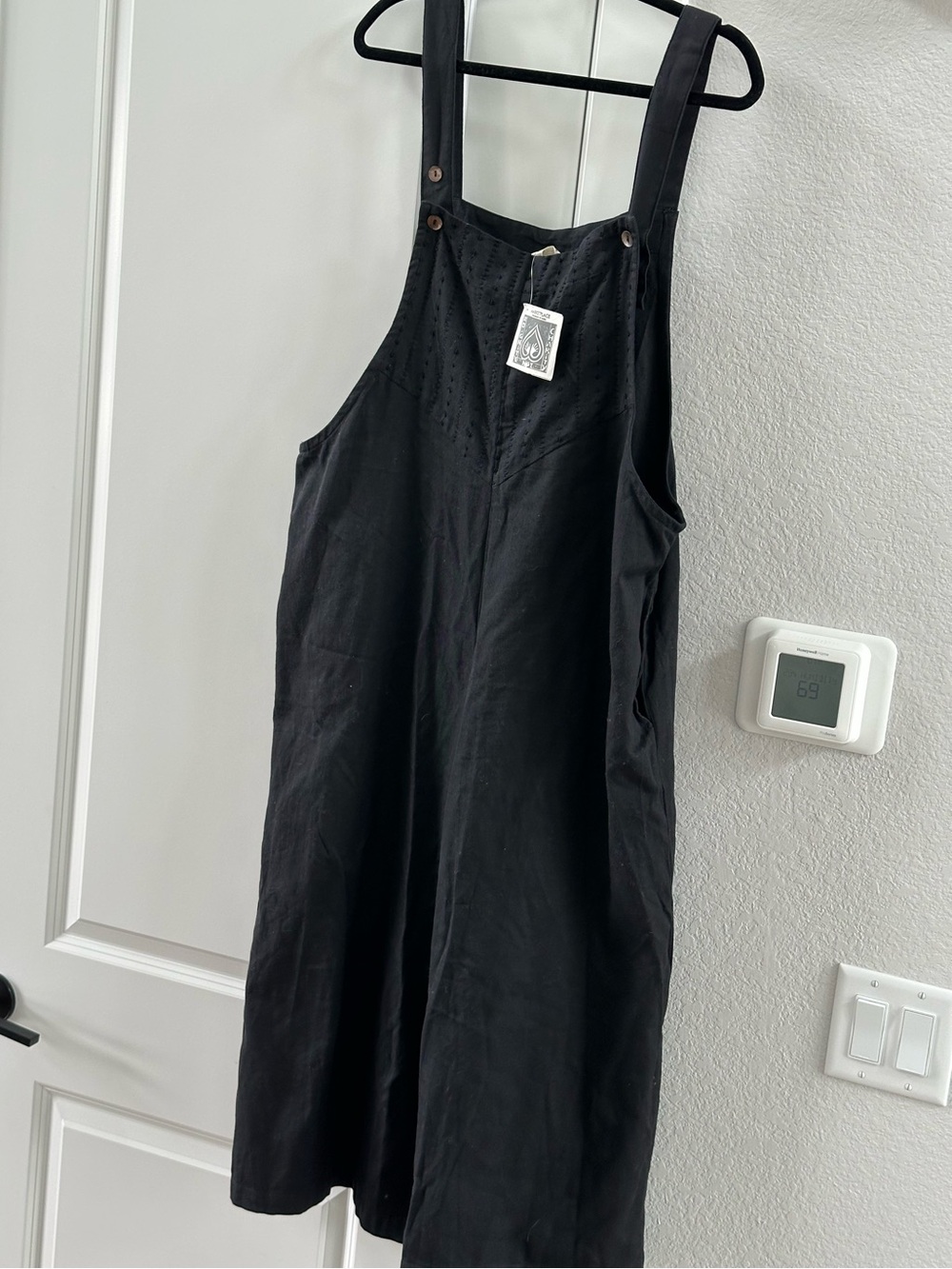 Marketplace India Black Women's Linen Overalls Jumpsuit.  Size xl nwt